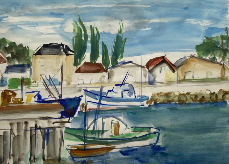 GUEGAN N°752 Ouistreham Aquarelle 37X49 cm